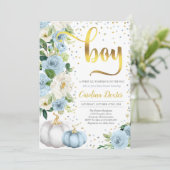 Pumpkin Babydusche Einladung Boy Fall Dusche (Stehend Vorderseite)