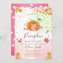 Pumpkin Babydusche Einladung Herbst Pink
