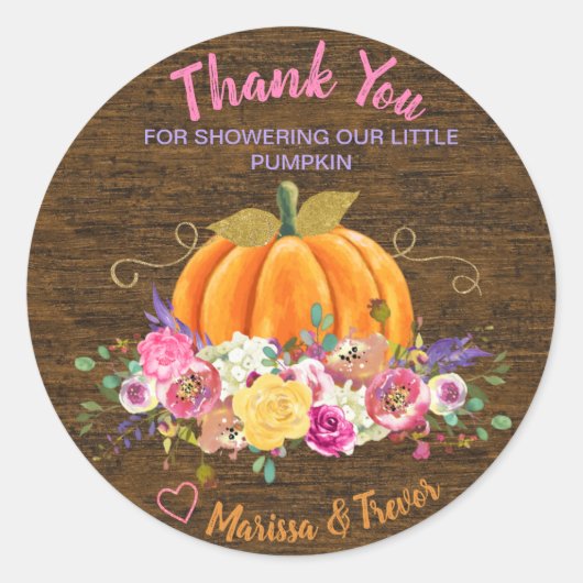 Pumpkin, Babydusche, Gefälligkeitstempel, Kürbis Runder Aufkleber (Vorderseite)