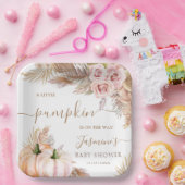 Pumpkin Babydusche Pink Girl Floral Herbst Herbst Pappteller (Party)