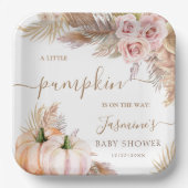 Pumpkin Babydusche Pink Girl Floral Herbst Herbst Pappteller (Vorderseite)