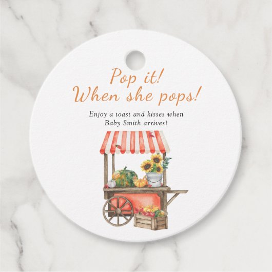 Pumpkin-Babydusche - Pop, wenn sie Pop Geschenkanhänger (Vorderseite)