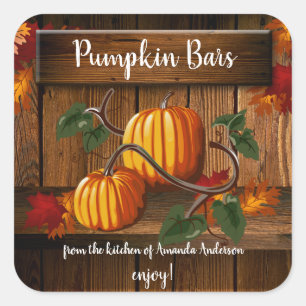 Pumpkin Bars Sq Label Quadratischer Aufkleber