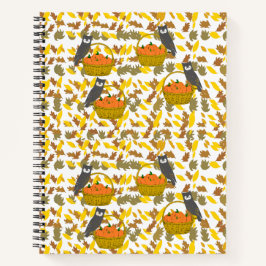 Pumpkin Basket Fall Leaves Spiral Notebook Notizblock