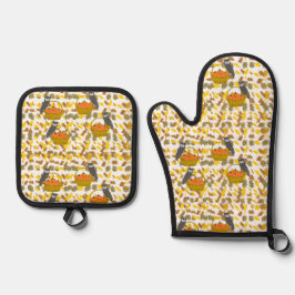 Pumpkin Basket Oven Mitt and Pot Holders Ofenhandschuh & Topflappen-Set