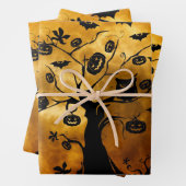 Pumpkin, Bat, Owl und Orange Moon Geschenkpapier Set (Beispiel)