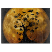 Pumpkin, Bat, Owl und Orange Moon Schneidebrett (Vorderseite)