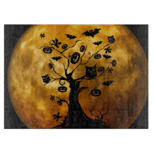 Pumpkin, Bat, Owl und Orange Moon Schneidebrett