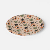 Pumpkin Bat Stars Muster Whimsisches Halloween Pappteller (Schrägansicht)