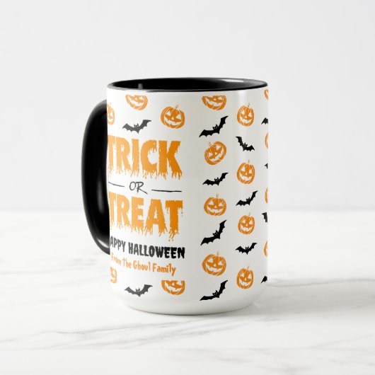 Pumpkin Bat Trick oder Behandlung individuell anpa Tasse (Vorderseite Links)