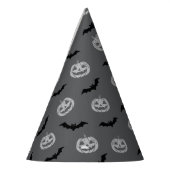 Pumpkin Bat Trick oder Treat Gray Muster Partyhütchen (Links)