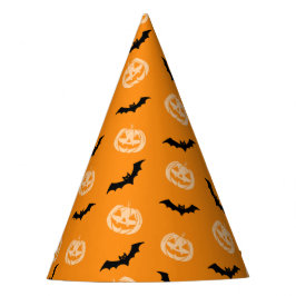 Pumpkin Bat Trick oder Treat Orange Muster Partyhütchen