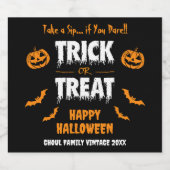 Pumpkin Bat Trick oder Treat Party Dark Bierflaschenetikett (Einzelnes Label)