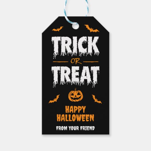 Pumpkin Bat Trick oder Treat Party Dark Geschenkanhänger (Vorderseite)