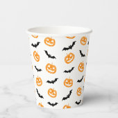 Pumpkin Bat Trick oder Treat Party Lichtmuster Pappbecher (Rückseite)
