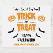 Pumpkin Bat Trick oder Treat Party Light Bierflaschenetikett (Einzelnes Label)