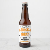 Pumpkin Bat Trick oder Treat Party Light Bierflaschenetikett (Vorderseite)