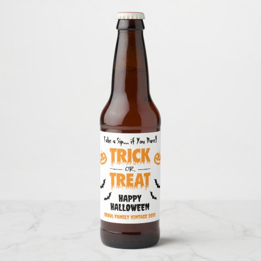 Pumpkin Bat Trick oder Treat Party Light Bierflaschenetikett (Vorderseite)