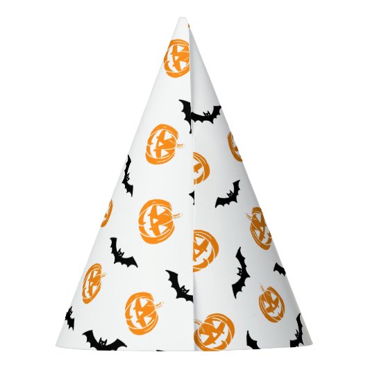 Pumpkin Bat Trick oder Treatment Light Pattern Partyhütchen (Rückseite)