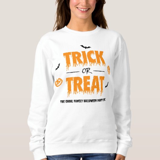 Pumpkin Bat Trick oder Treatment Light Theme Sweatshirt (Vorderseite)