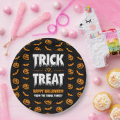Pumpkin Bat Trick oder Treten Dunkel Gemustert Pappteller (Party)