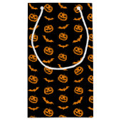 Pumpkin Bat Trick oder Treten dunkle Gemusterte Ge Kleine Geschenktüte (Rückseite)