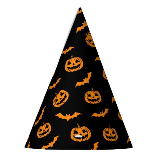 Pumpkin Bat Trick oder Treten dunkles Muster Partyhütchen (Links)