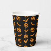 Pumpkin Bat Trick oder Treten Party Dunkles Muster Pappbecher (Rechts)