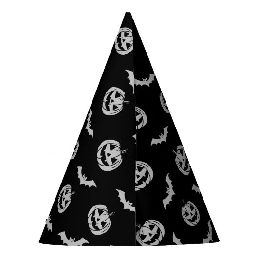 Pumpkin Bat Trick oder Treten schwarzes Muster Partyhütchen (Rückseite)