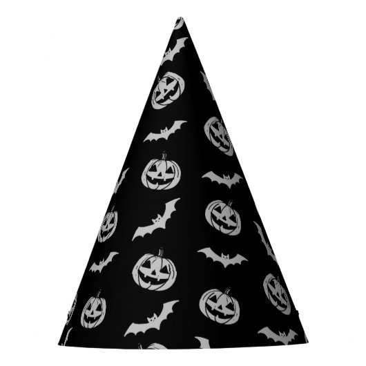 Pumpkin Bat Trick oder Treten schwarzes Muster Partyhütchen (Vorderseite)