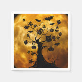 Pumpkin, Bat und Owl Halloween Papier Napkin Serviette (Vorderseite)