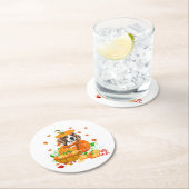 Pumpkin Beagle Erntedank Beagle in Pumpkin Runder Pappuntersetzer (Vor Ort)