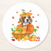 Pumpkin Beagle Erntedank Beagle in Pumpkin Runder Pappuntersetzer (Vorderseite)