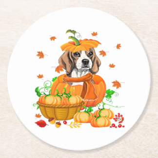 Pumpkin Beagle Erntedank Beagle in Pumpkin Runder Pappuntersetzer