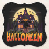 Pumpkin Beängstigend House, Halloween Untersetzer (Vorderseite)