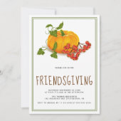 Pumpkin, Beeren und Grünrahmen Freundschaft Einladung (Vorderseite)