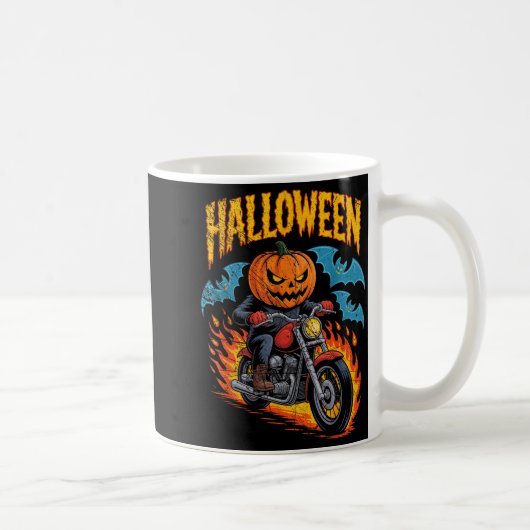 Pumpkin Biker Riding A Motorcycle Halloween Costum Kaffeetasse (Rechts)