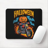 Pumpkin Biker Riding A Motorcycle Halloween Costum Mousepad (Mit Mouse)