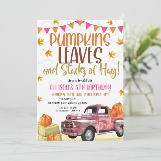 Pumpkin Birthday Einladung (Stehend Vorderseite)