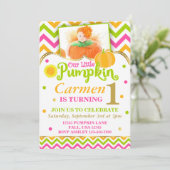 Pumpkin Birthday Einladung (Stehend Vorderseite)