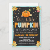 Pumpkin Birthday Einladung Boy Birthday Fall Blue (Vorne/Hinten)