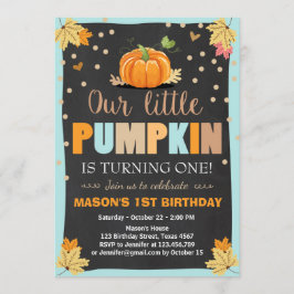 Pumpkin Birthday Einladung Boy Birthday Fall Blue