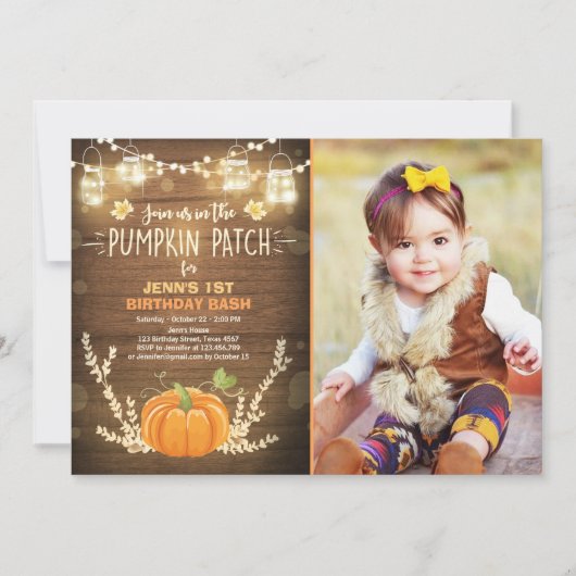 Pumpkin Birthday Einladung Patch Herbst Herbst (Vorderseite)