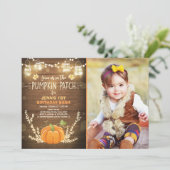 Pumpkin Birthday Einladung Patch Herbst Herbst (Stehend Vorderseite)