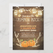 Pumpkin Birthday Einladung Patch Twins Fall (Vorderseite)