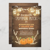 Pumpkin Birthday Einladung Patch Twins Fall (Vorne/Hinten)