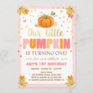 Pumpkin Birthday Einladung Pink Erster Geburtstag