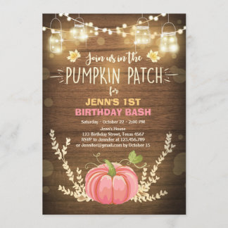 Pumpkin Birthday Einladung Pink Girl Geburtstag