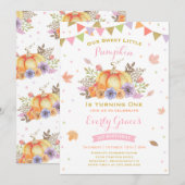 Pumpkin Birthday Einladung Pink & Gold Fall Party (Vorne/Hinten)