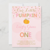 Pumpkin Birthday Einladung Pink Gold Pumpkin (Vorderseite)